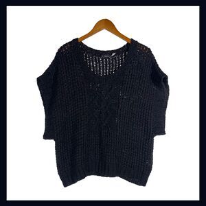 Black Loose Knit Sweater Women’s Medium Oversized Dolman The Addison Story